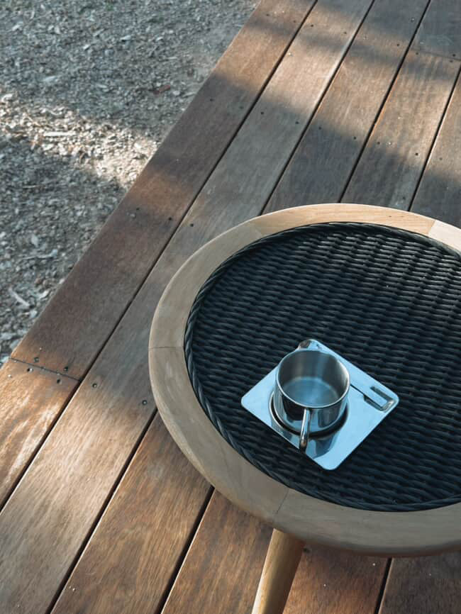 Cove Teak & Synthetic Side Table Black Outdoor