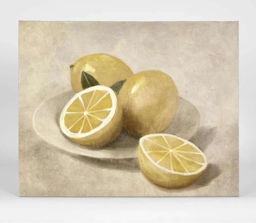Lemons On White Plate Wall Art
