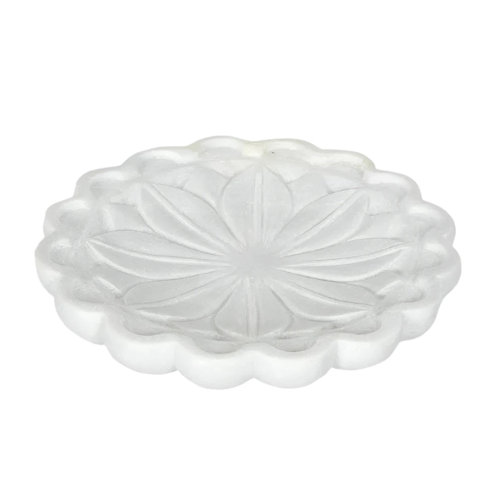 Lia Marble Flower Bowl Medium White