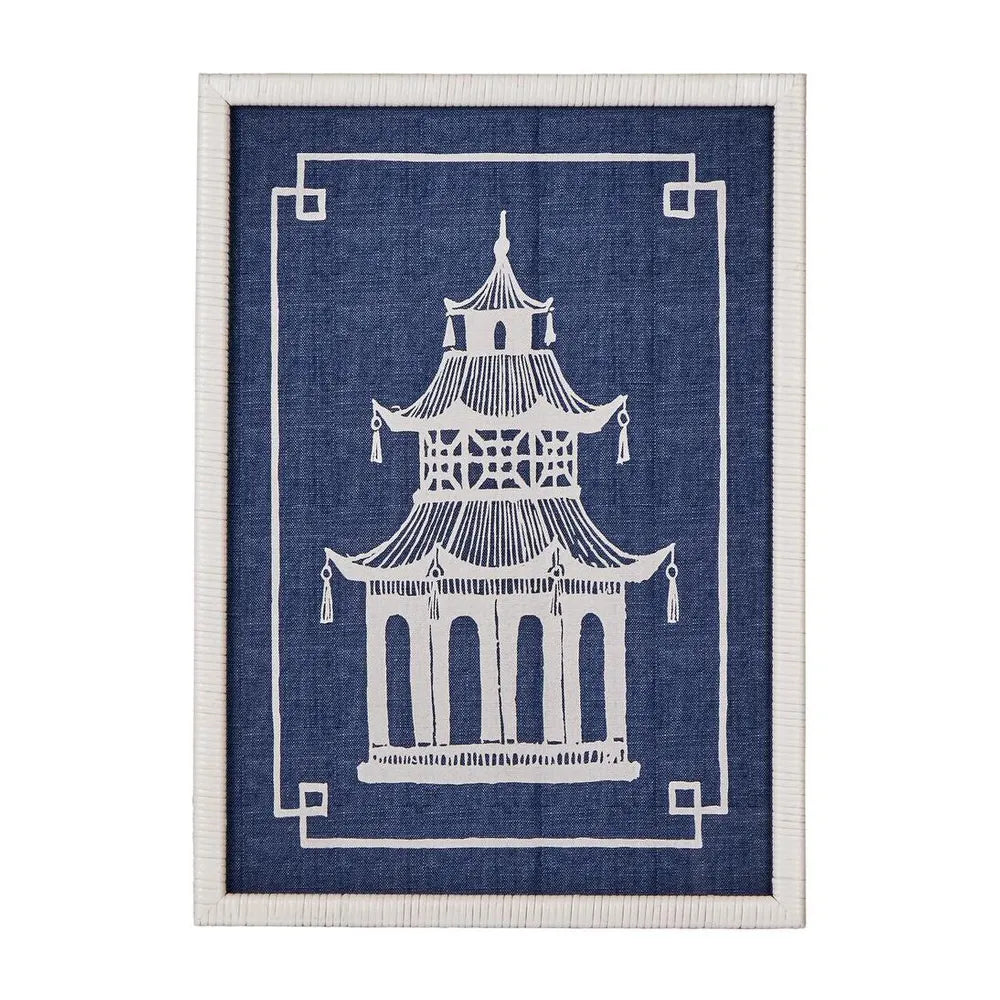 Pagoda Blue and White Wall Art A