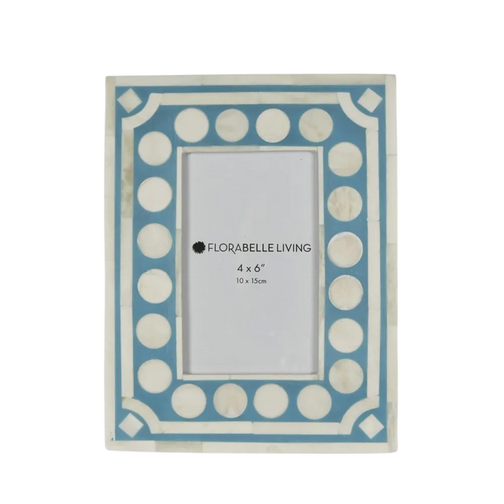 Zena Bone Inlay Photo Frame Light Blue 4x6