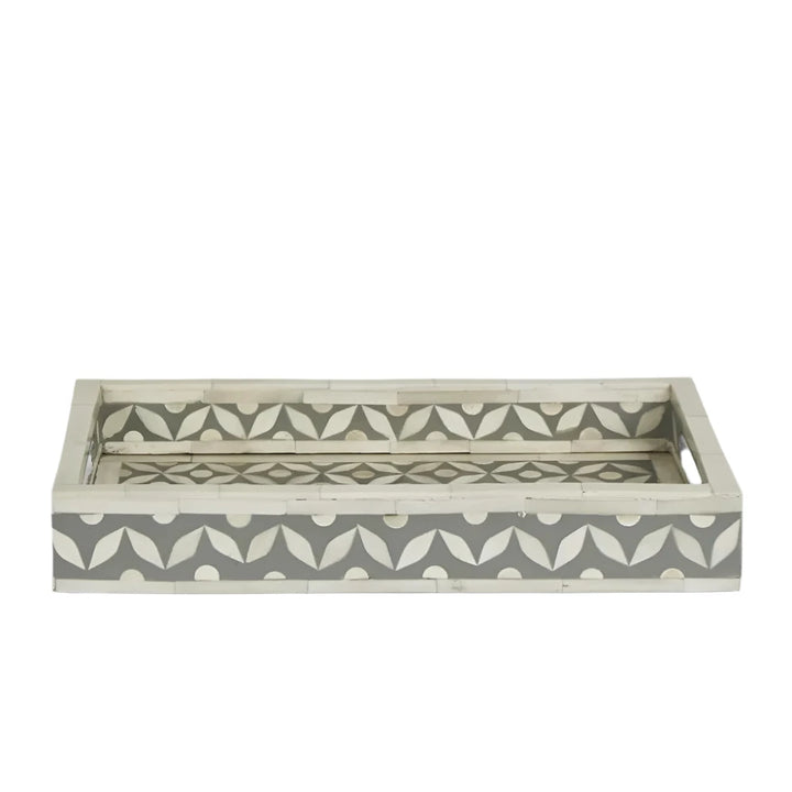 Isla Bone Inlay Tray Grey/White