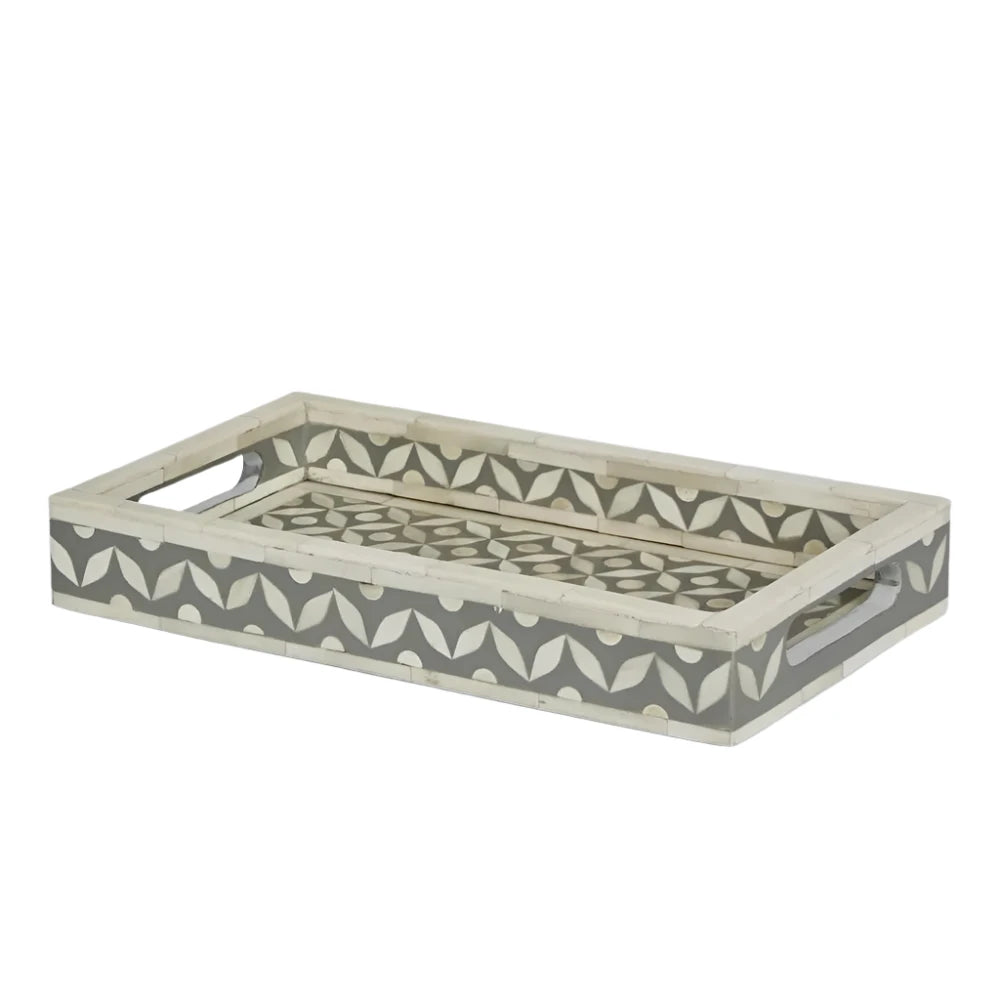 Isla Bone Inlay Tray Grey/White