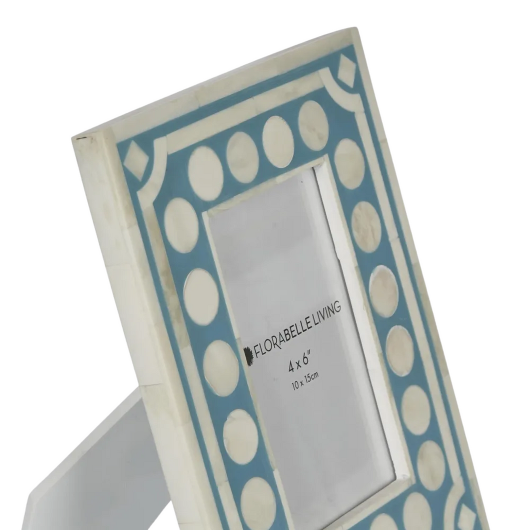 Zena Bone Inlay Photo Frame Light Blue 4x6
