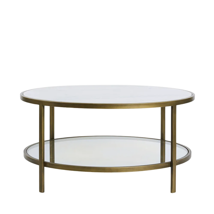 Palladium Brass Iron Marble & Glass Coffe Table