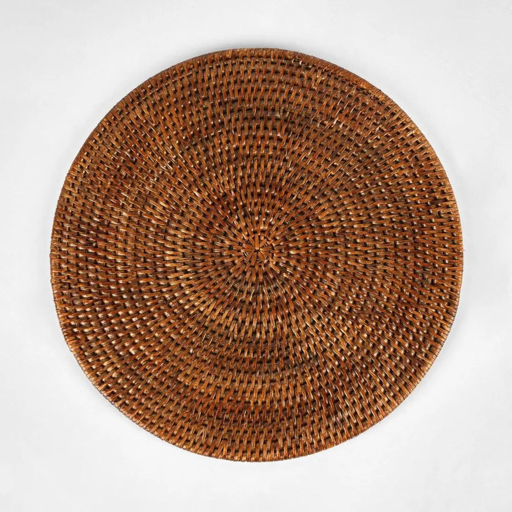 Paume Rattan Round Placemat Antique Brown