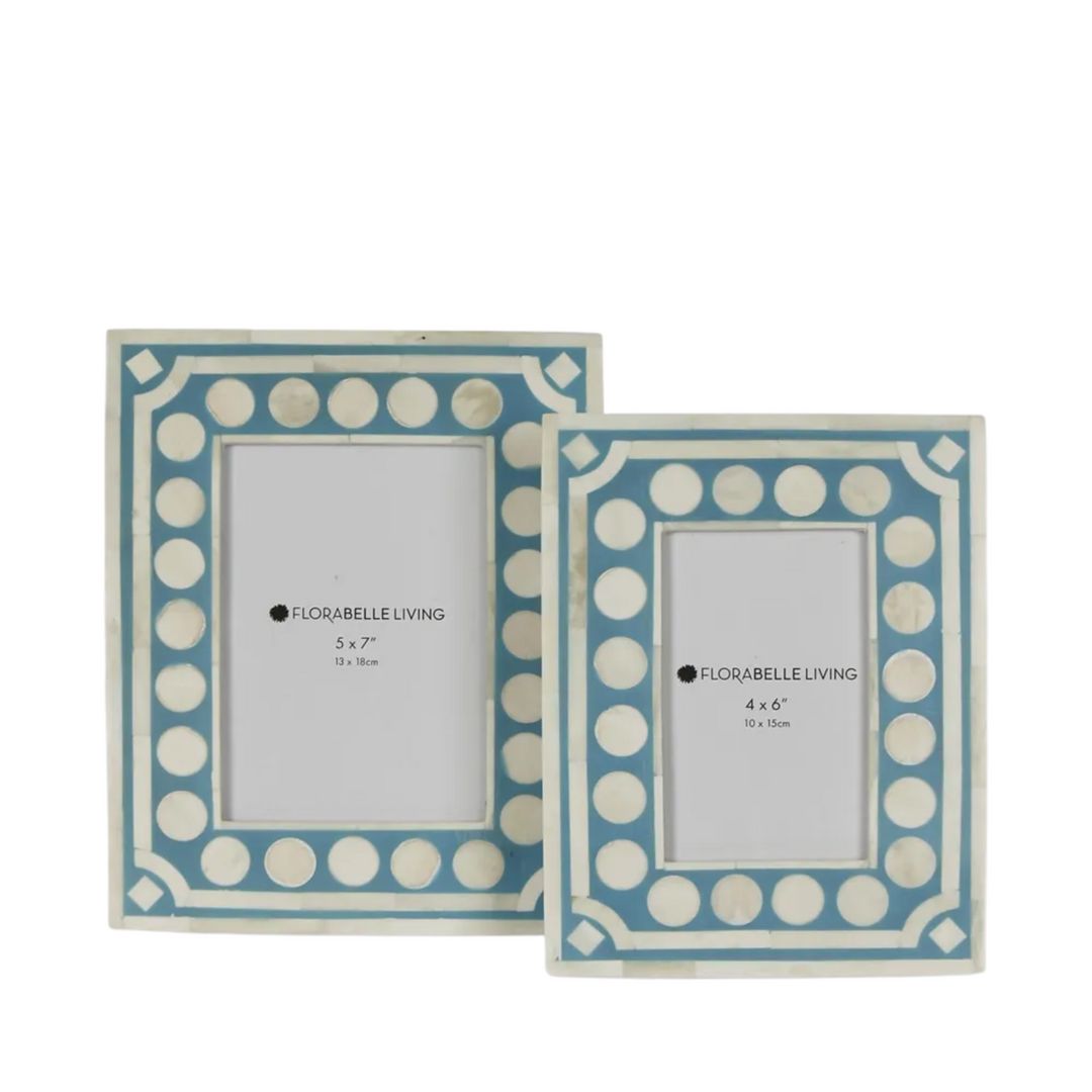 Zena Bone Inlay Photo Frame Light Blue 4x6