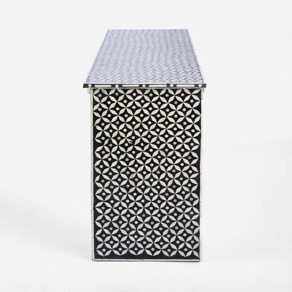Stella Bone Inlay Console Table Black/White