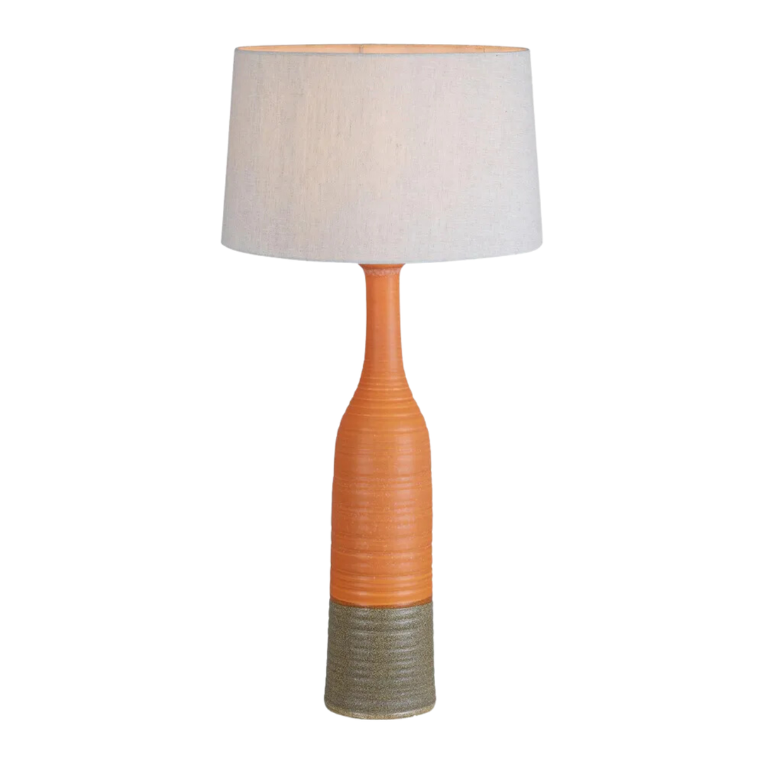 Potters Table Lamp Base Large Orange and Brown