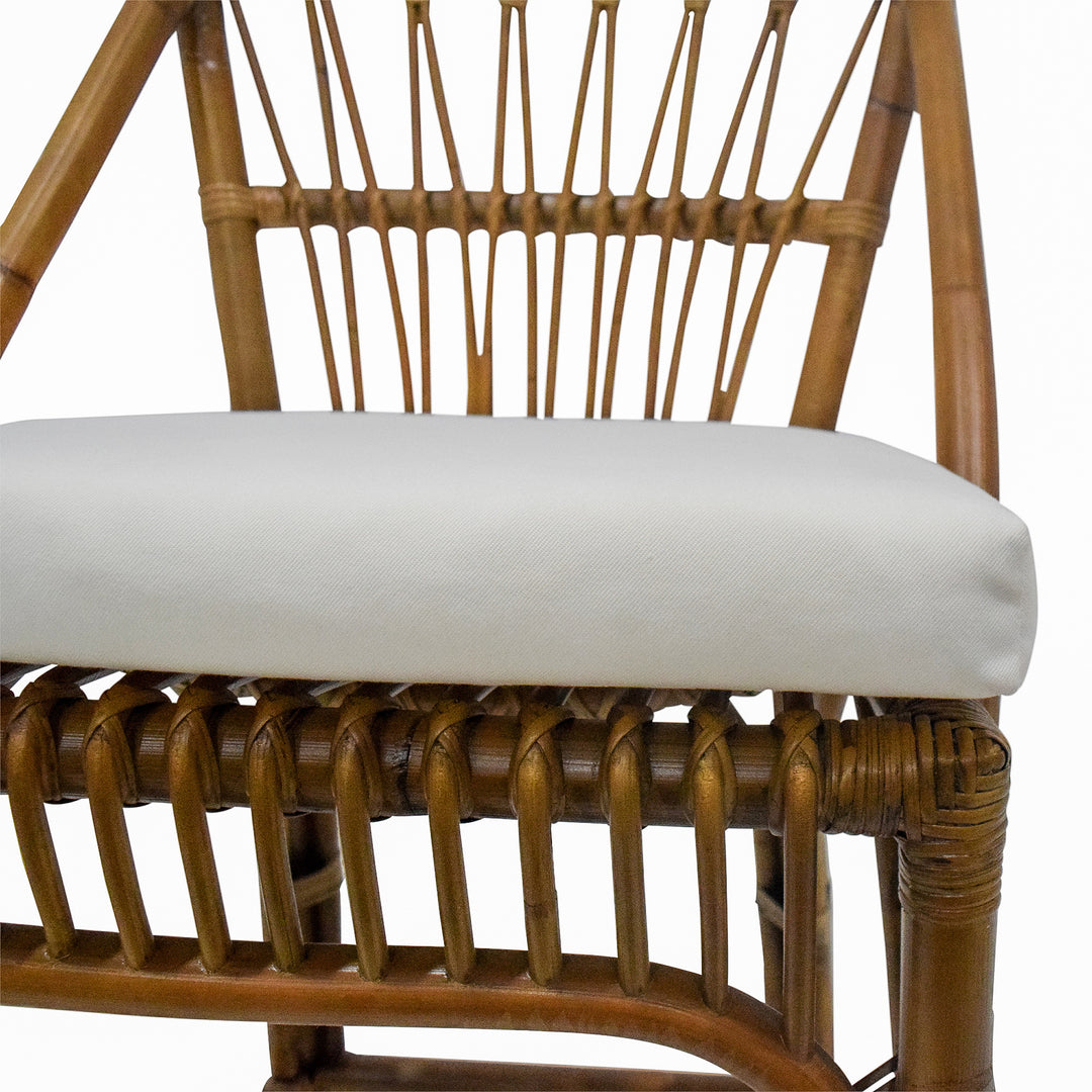 Cayman Rattan Hamptons Barstool Natural W/Cream Cushions & Footrest
