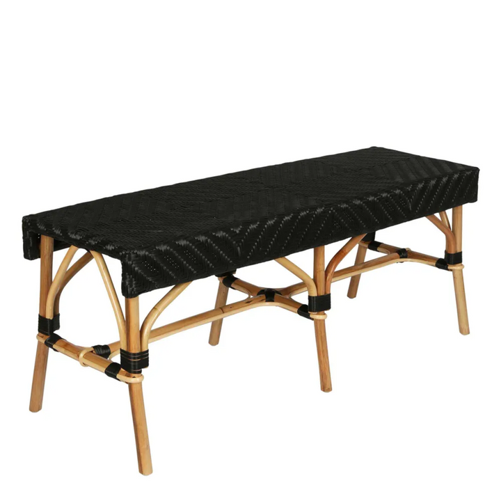 Missoli Rattan Bench Black - Outdoor Undercover