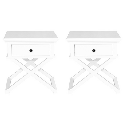 Sorrento Cross Leg Hamptons Side Table W/Drawer White