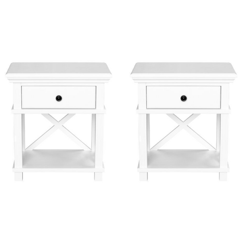 Sorrento Hamptons Bedside Table W/Drawer White