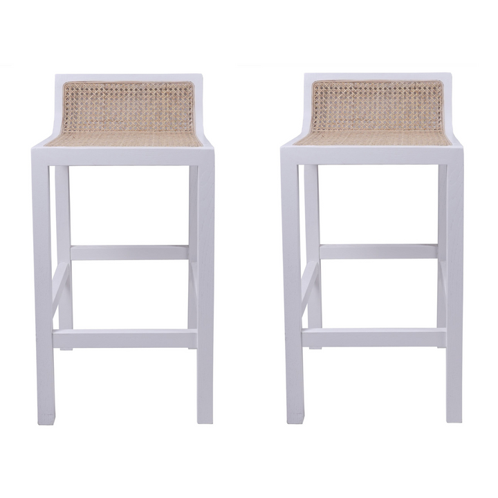 Amalfi Elm Wood and Rattan Barstool White