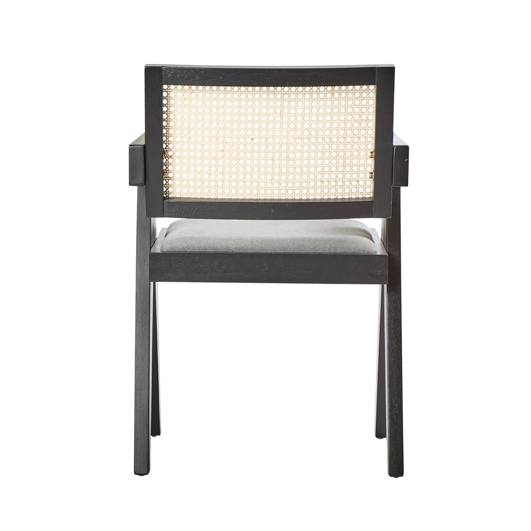 Lexi Scissor Leg Armchair Black Frame Grey Fabric