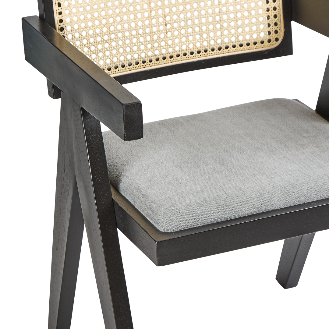Lexi Scissor Leg Armchair Black Frame Grey Fabric