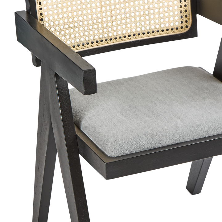 Lexi Scissor Leg Armchair Black Frame Grey Fabric