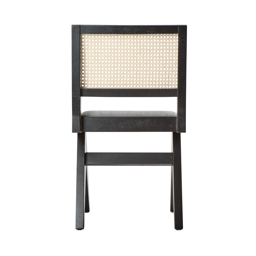Lexi Scissor Leg Side Chair Black Frame Grey Fabric