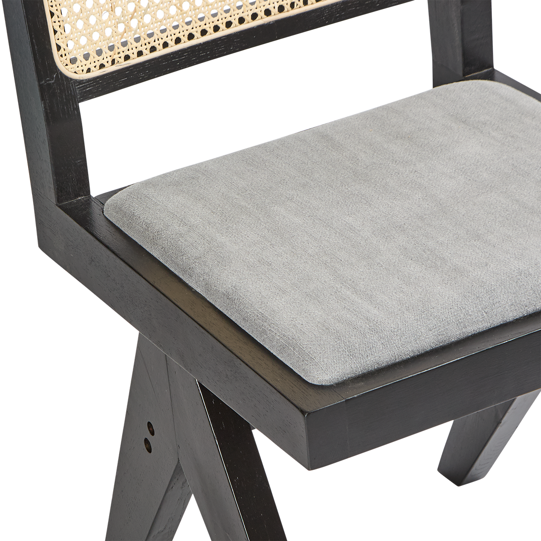 Lexi Scissor Leg Side Chair Black Frame Grey Fabric