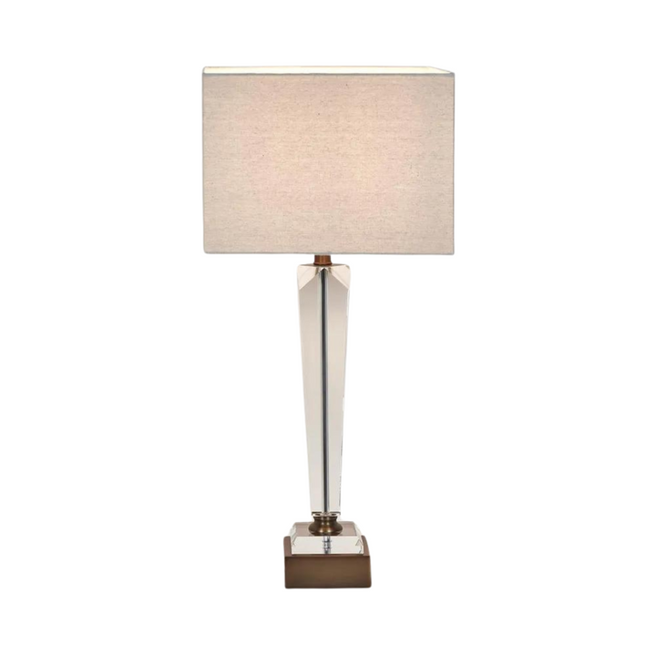 Monument Hand Cut Crystal Lamp & Natural Linen Shade