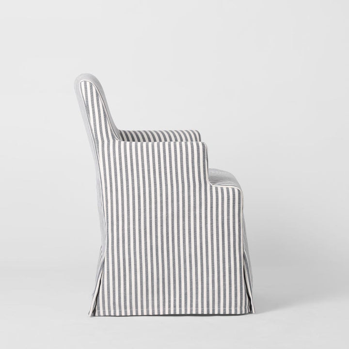 Clifton Dining Chair w/Arms Slip Cover Blue Stripe