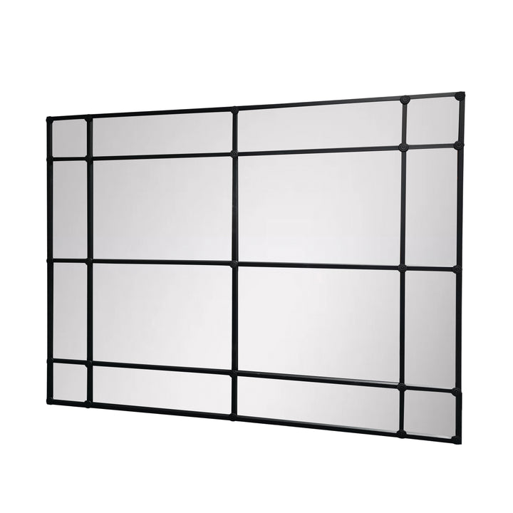 Crawford Rectangular 16 Pane Mirror Iron Frame Black 200cm x 160cm