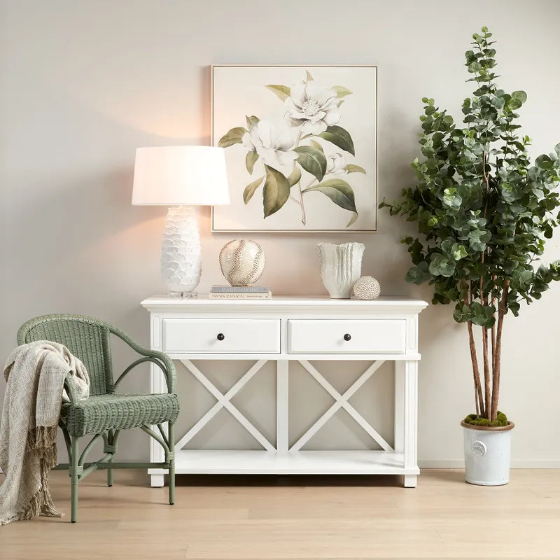 Sorrento Hamptons 130cm 2 Drawer Console White