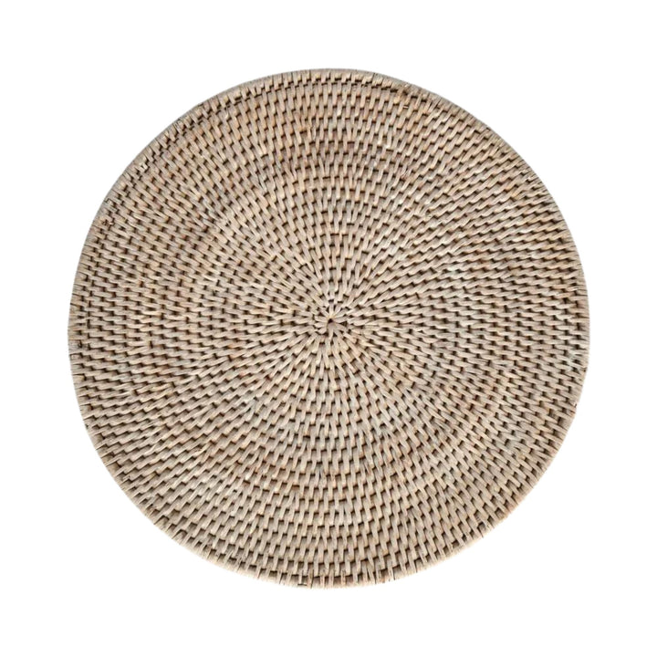Paume Rattan Round Placemat White Wash