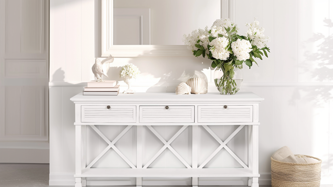 West Beach 3 Drawer Hamptons 190cm Console White
