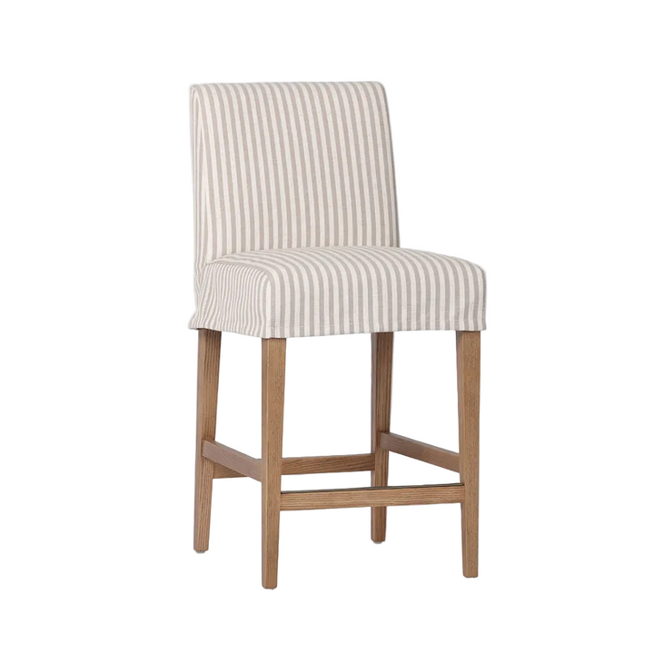 Clifton Counter Stool Slip Cover Beige Stripe