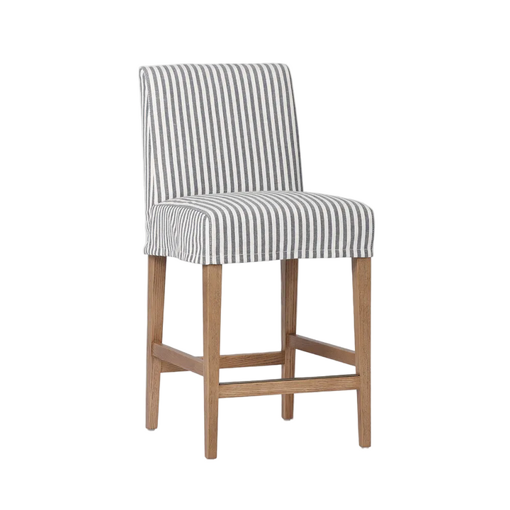 Clifton Counter Stool Slip Cover Blue Stripe