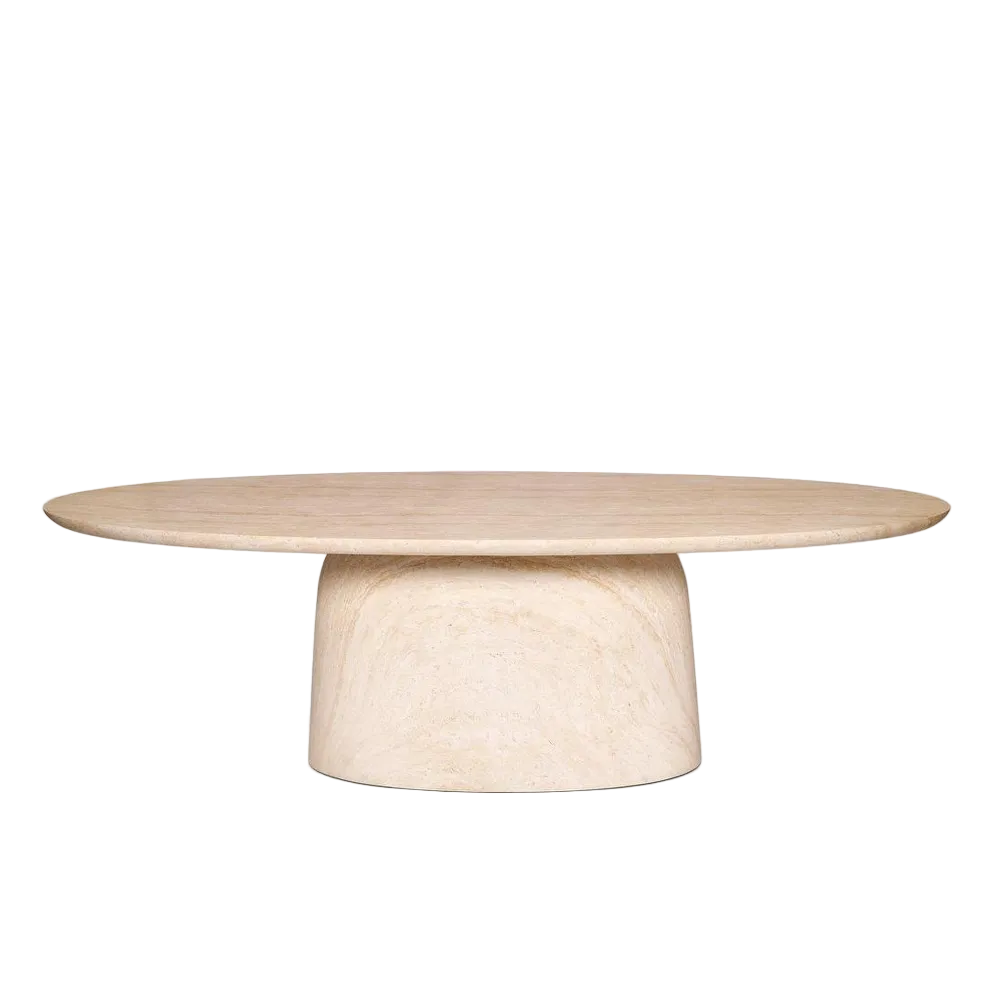 Corsica Oval Dining Table Ivory Travertine Look  - Outdoor