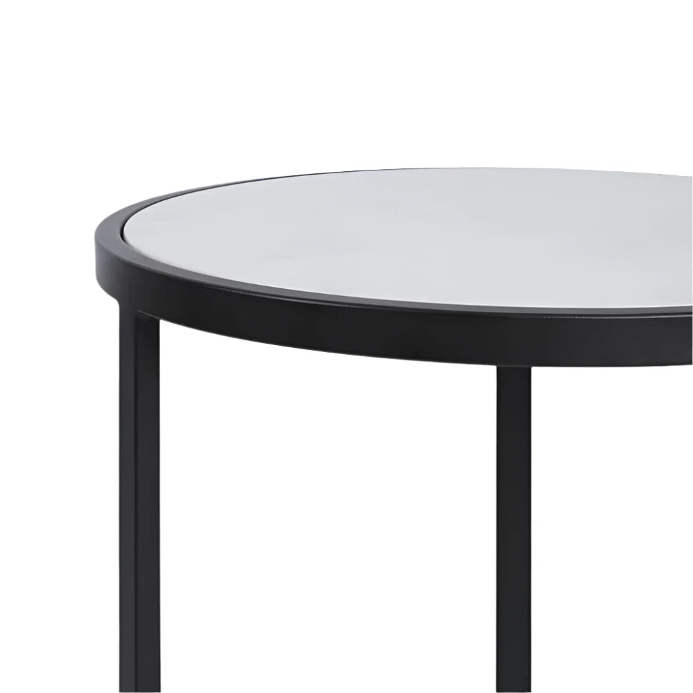 Palladium Black Iron Marble & Glass Side Table