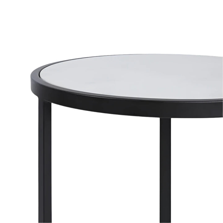 Palladium Black Iron Marble & Glass Side Table