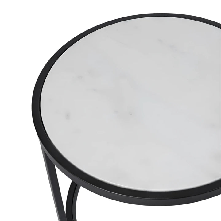 Palladium Black Iron Marble & Glass Side Table