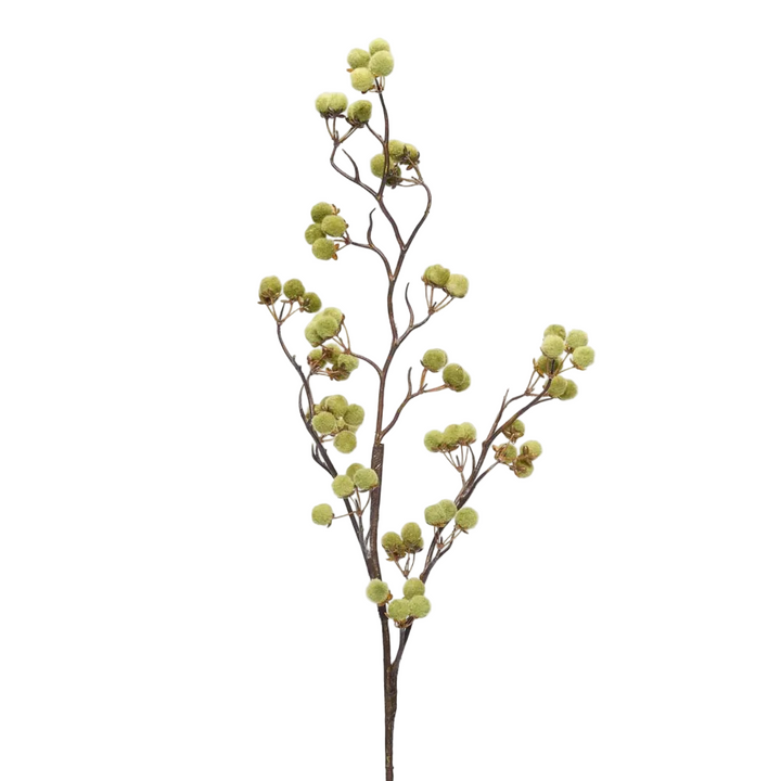 Flocked Berry Stem Green