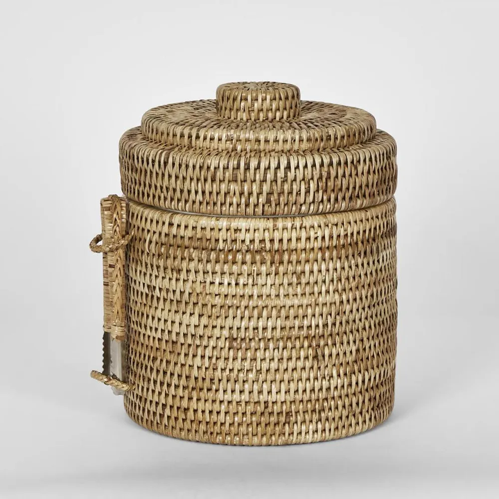 Paume Rattan Ice Bucket w Tong Natural
