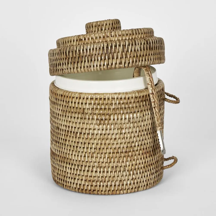 Paume Rattan Ice Bucket w Tong Natural