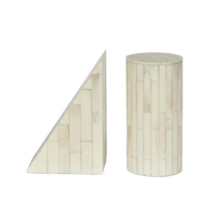 Lyra Bone Inlay Bookends White