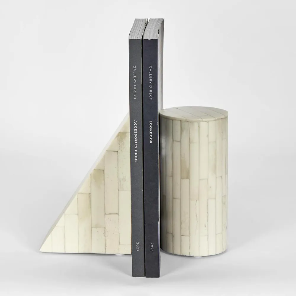 Lyra Bone Inlay Bookends White