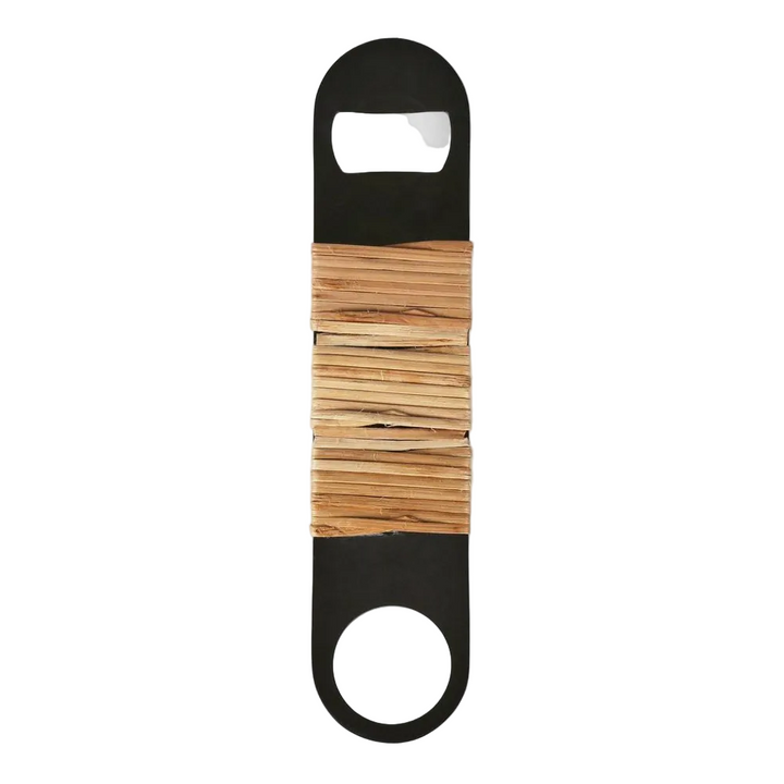 Plantation Bottle Opener Black & Rattan
