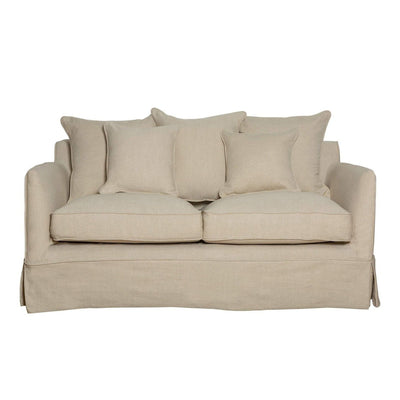 Noosa Hamptons 2 Seat Sofa Bed Beige Linen Blend