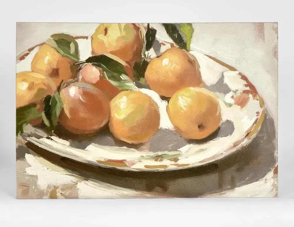 Oranges On Plate Wall Art