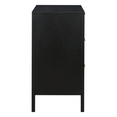 Santorini Hamptons 3 Drawer Timber/Rattan Dresser 100cm Black