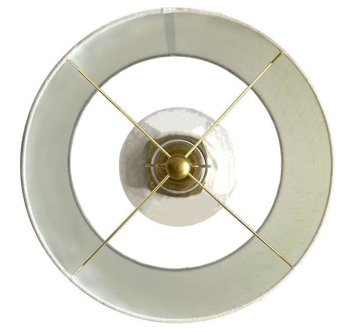 Ellyn Glass and Brass Lamp with White Linen Shade - Lamp Base & Shade
