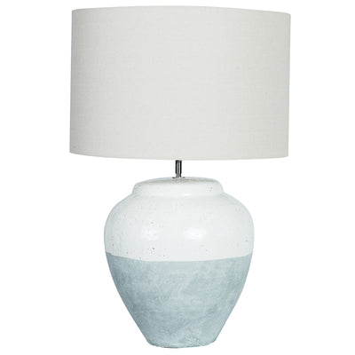 Delano White and Grey Porcelain Lamp W/ Natural Shade