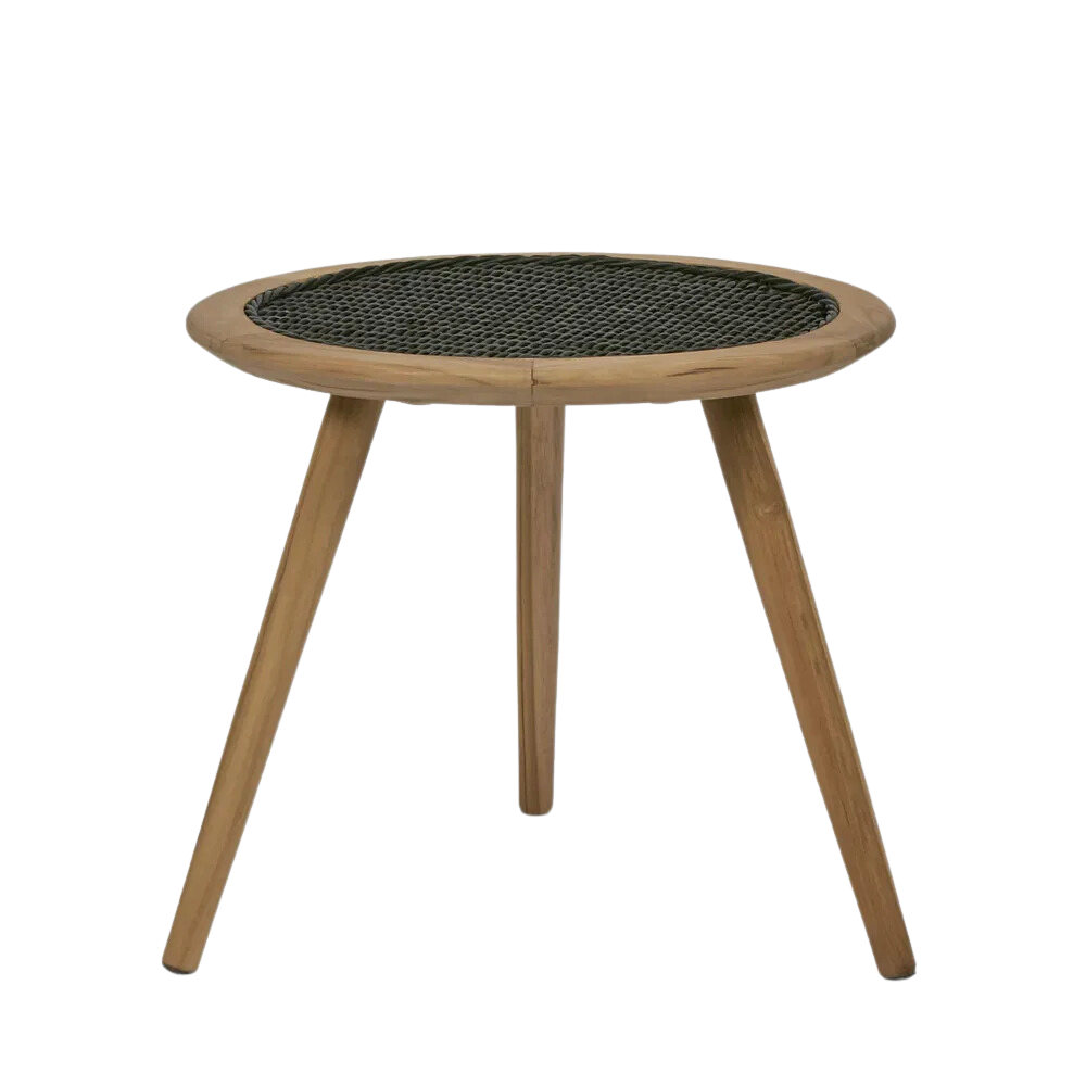 Cove Teak & Synthetic Side Table Black Outdoor