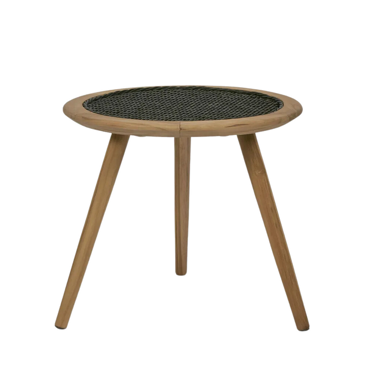 Cove Teak & Synthetic Side Table Black Outdoor