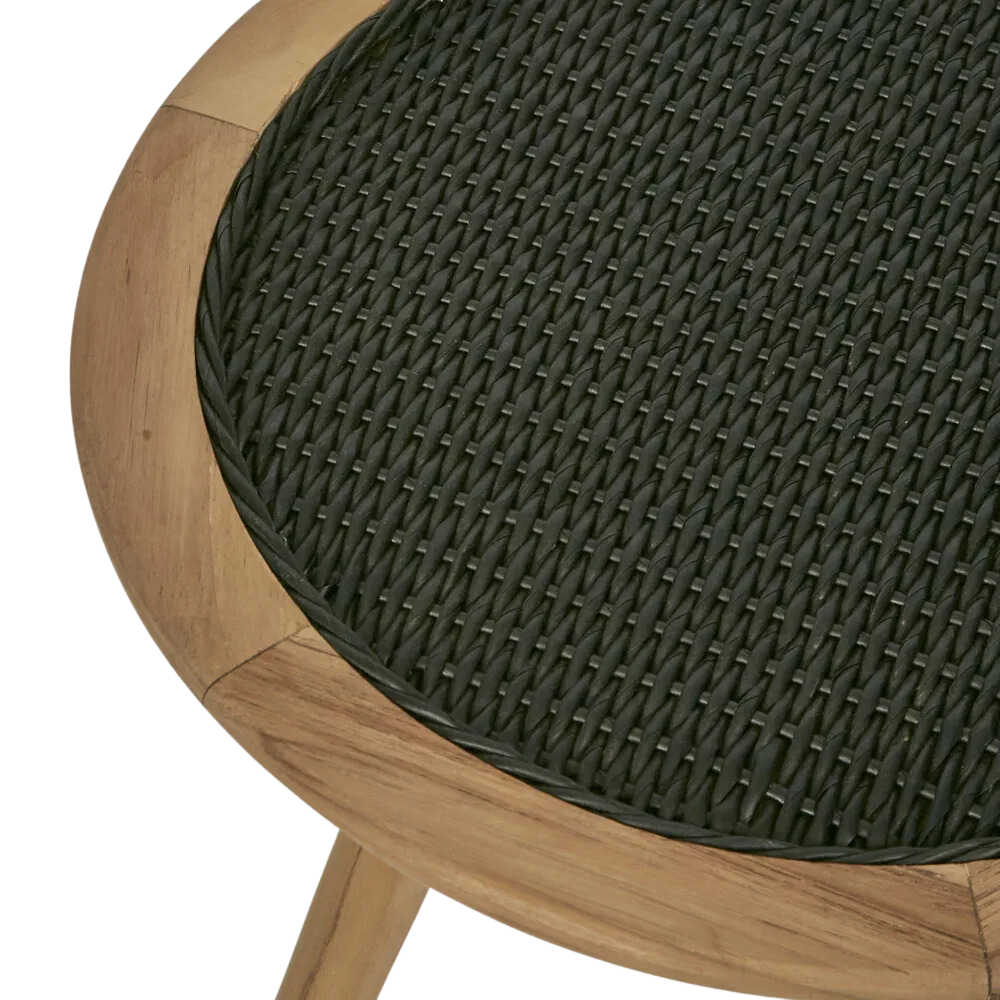 Cove Teak & Synthetic Side Table Black Outdoor