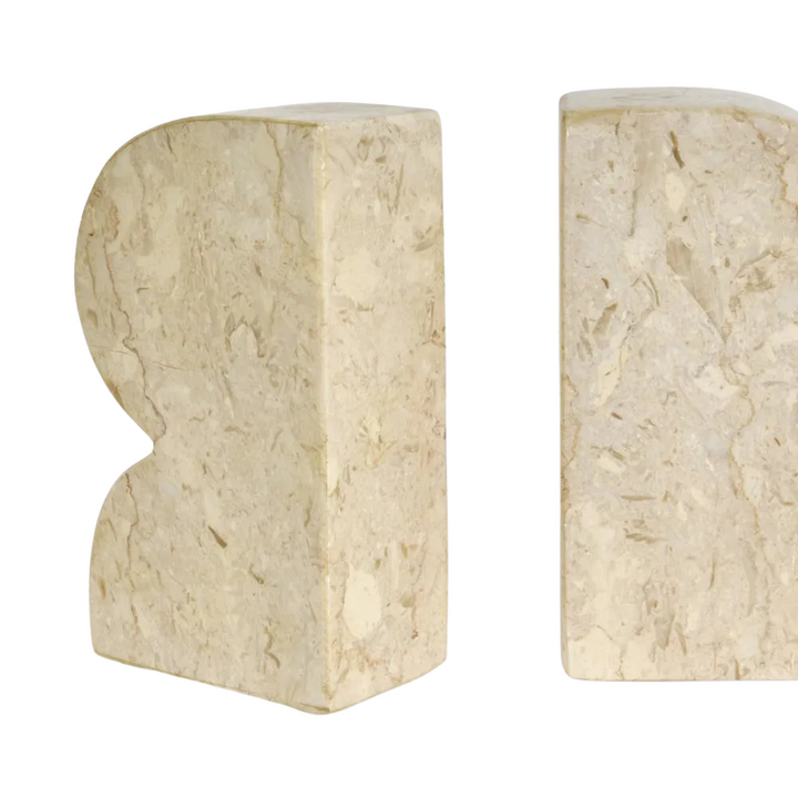 Cooper Marble Bookend Set Cream